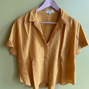 Madewell goldenrod yellow cap sleeve retro button down top size XL